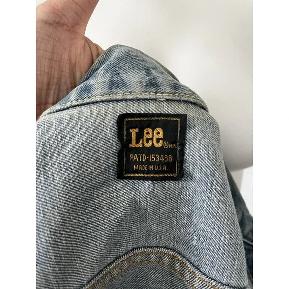 VTG 60s 70s Lee Riders Denim Jean Trucker Jacket PATD 153438 Made in USA Blue